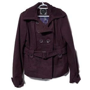 New York Yoki Plum Pea Coat